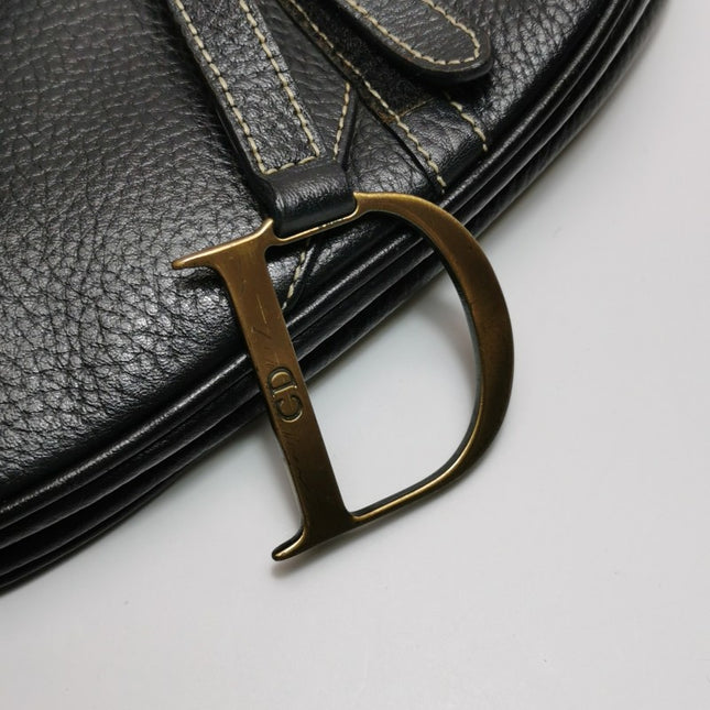 Dior Saddle Vintage Leather Black with Antiqued Gold Hardware