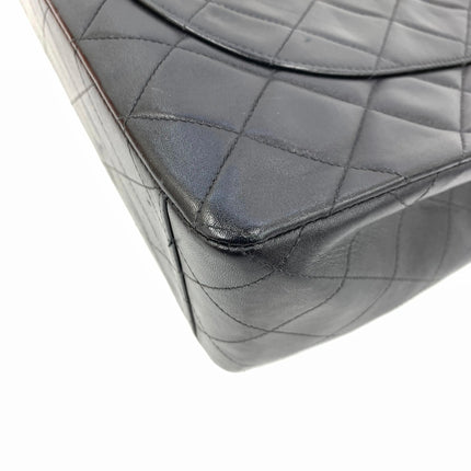 Chanel 1996 Vintage Classic Maxi Flap Black Lambskin Leather Giant CC 24 Gold Hardware