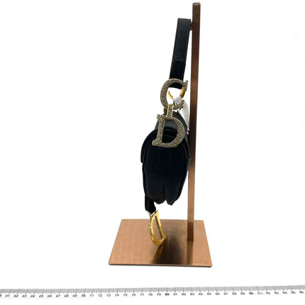 Dior Saddle Mini Silk Black with Crystal Embedded Buckles