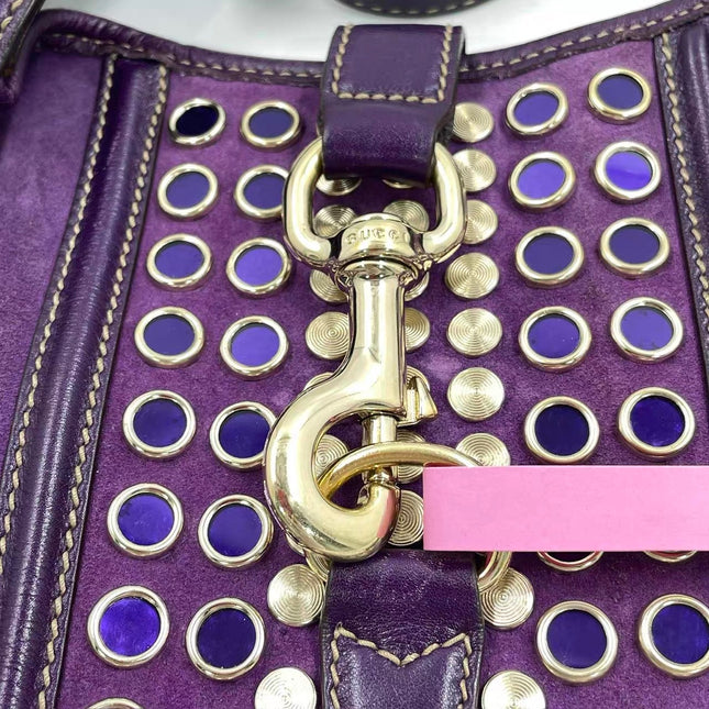 Gucci Jackie Vintage Large Purple Suede Leather Ringlets Decoration