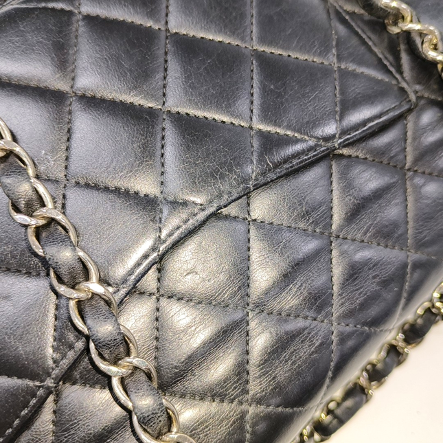 Chanel Timeless Classic Flap Medium Black Lambskin Leather Silver Hardware, 2009-2010