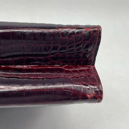 Gucci Vintage Burgundy Alligator Leather Blue Lapis Lazuli Stone Gold-tone Hardware Handbag