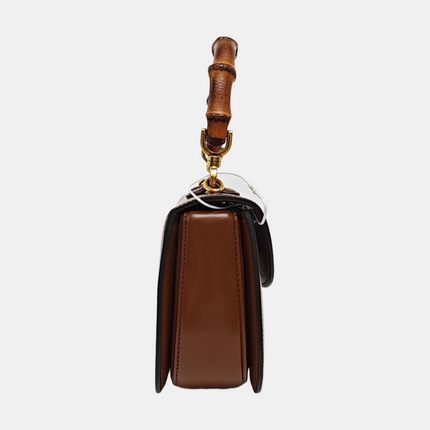 Gucci Bamboo 1947 Small Brown Top Handle Bag Leather with Strap