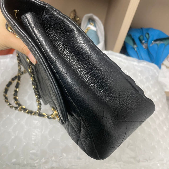 Chanel Classic Flap Jumbo 2009 Black Caviar Leather Single Flap Gold Hardware