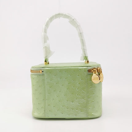 Versace Vintage Logo Sun Vanity Bag Green Calfskin Leather Gold Hardware