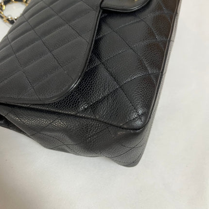 Chanel Classic Flap Jumbo 2009 Black Caviar Leather Single Flap Gold Hardware