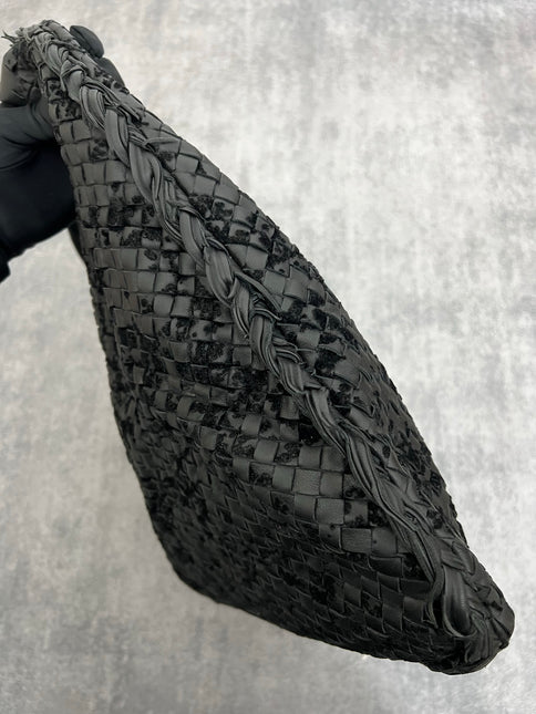 Bottega Veneta Veneta Hobo Maxi Black Leather and Velvet 52cm