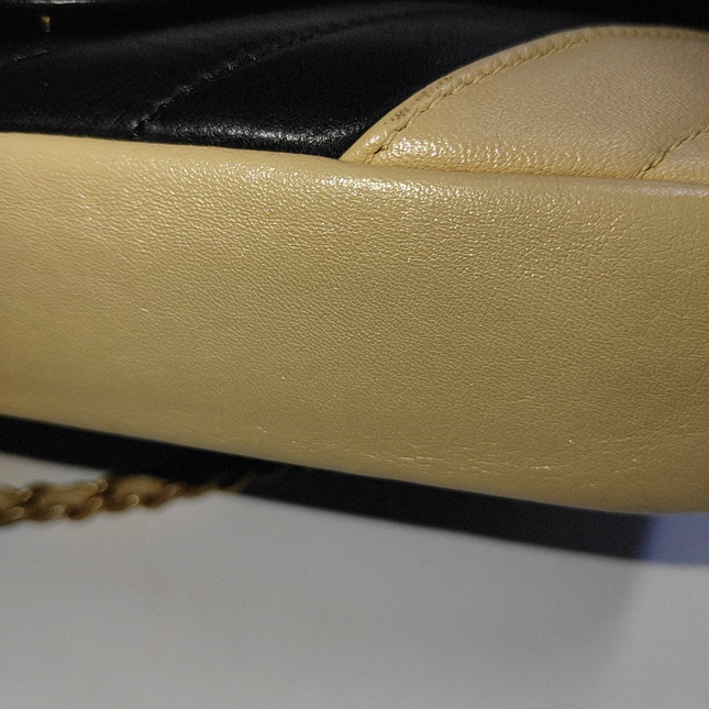 Chanel Small Bicolor Chevron Lambskin Single Flap Bag Black and Gold, 2014-15