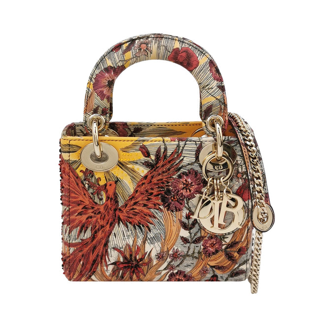 Lady Dior Mini Embroidered Phoenix Cloth Multicolor Handbag