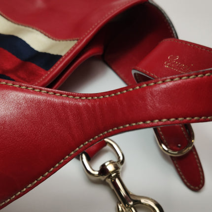 Gucci Jackie Vintage Bouvier Hobo Red Leather with Web Accent