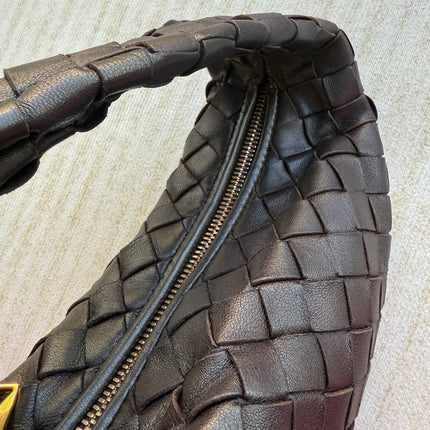 Bottega Veneta Jodie Mini Fondant Dark Chocolate Brown Lambskin Leather Clutch Bag