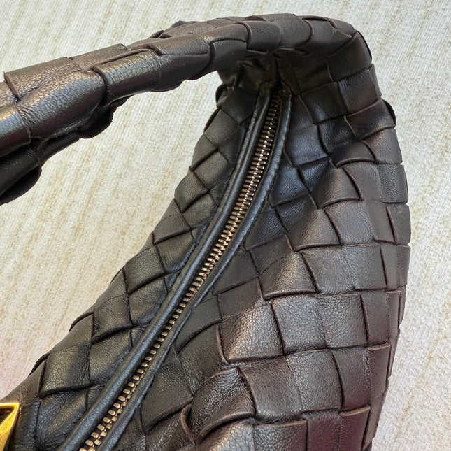Bottega Veneta Jodie Mini Fondant Dark Chocolate Brown Lambskin Leather Clutch Bag
