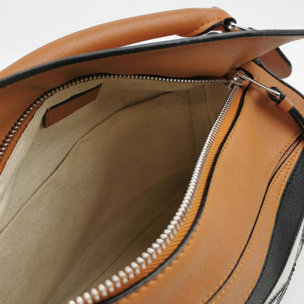 Loewe Puzzle Small Black White Brown Stripes Crossbody Bag