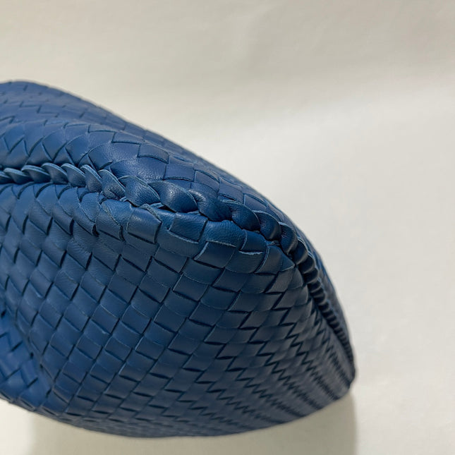 Sold Bottega Veneta Veneta Hobo Medium Blue Intrecciato Leather Bag 47cm