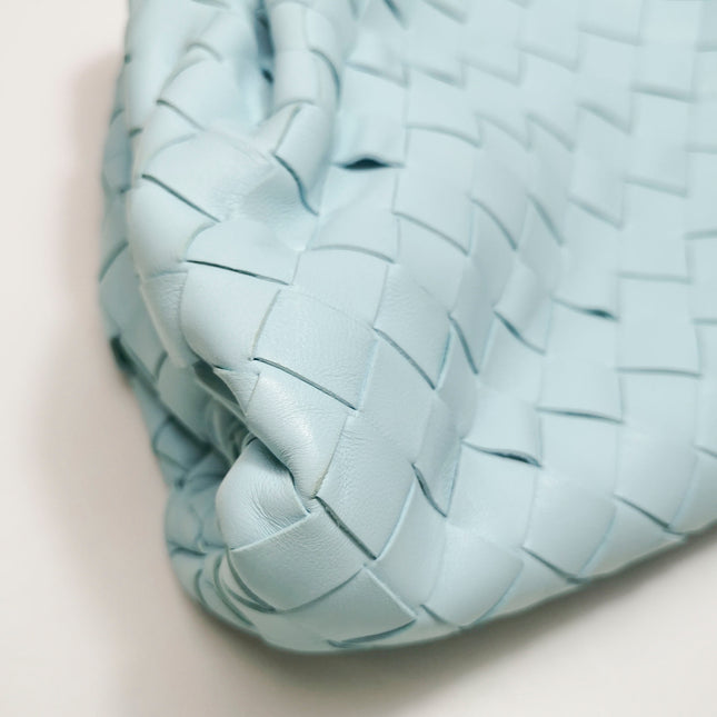 Bottega Veneta Pouch Large Intrecciato Light Blue Calfskin Leather