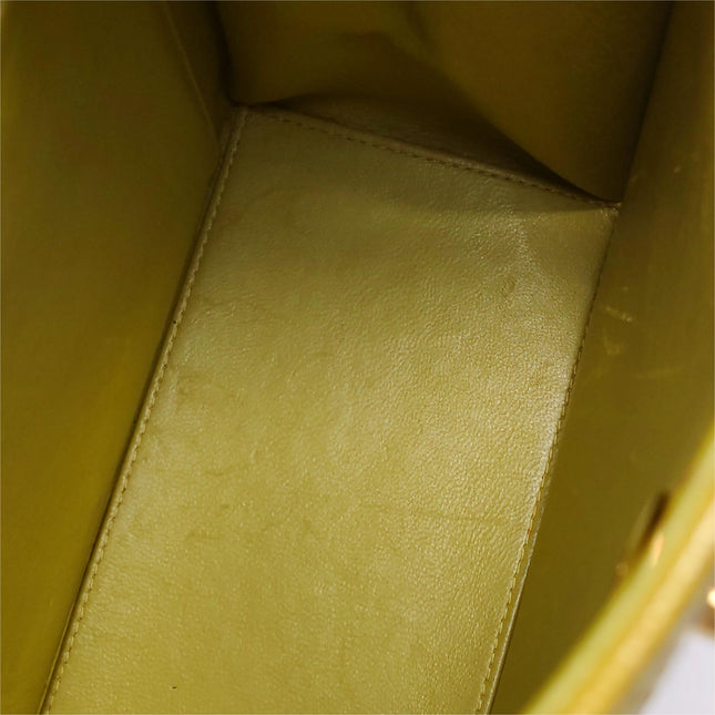 Chanel Vintage Kelly Flap Bag Yellow Caviar Leather 24k Gold Hardware 1997-1999