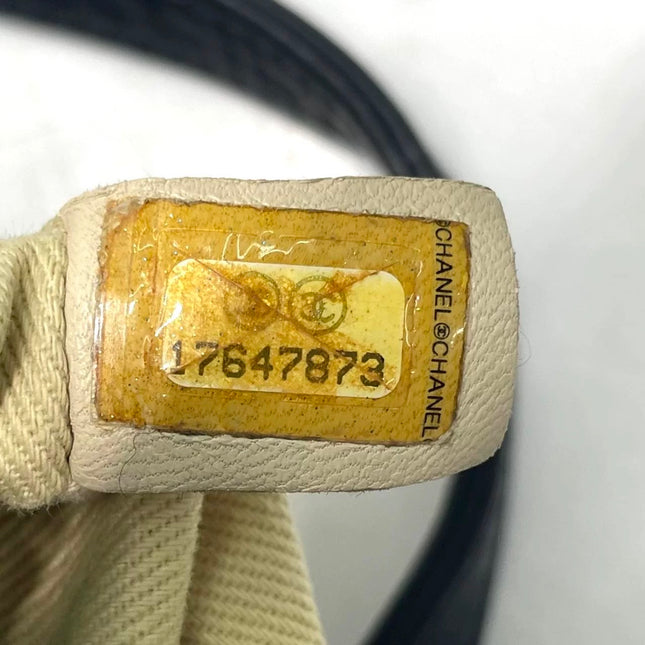 Chanel Deauville Tote Navy Denim Cloth Leather Chain Strap Small 34cm