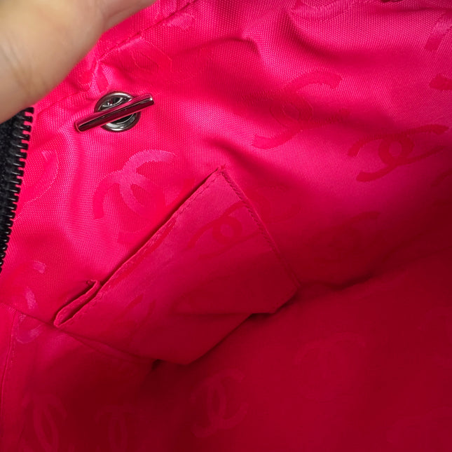 Sac Reporter Ligne Cambon Chanel en cuir de veau noir multipoches taille moyenne