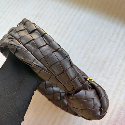 Bottega Veneta Jodie Mini Fondant Dark Chocolate Brown Lambskin Leather Clutch Bag