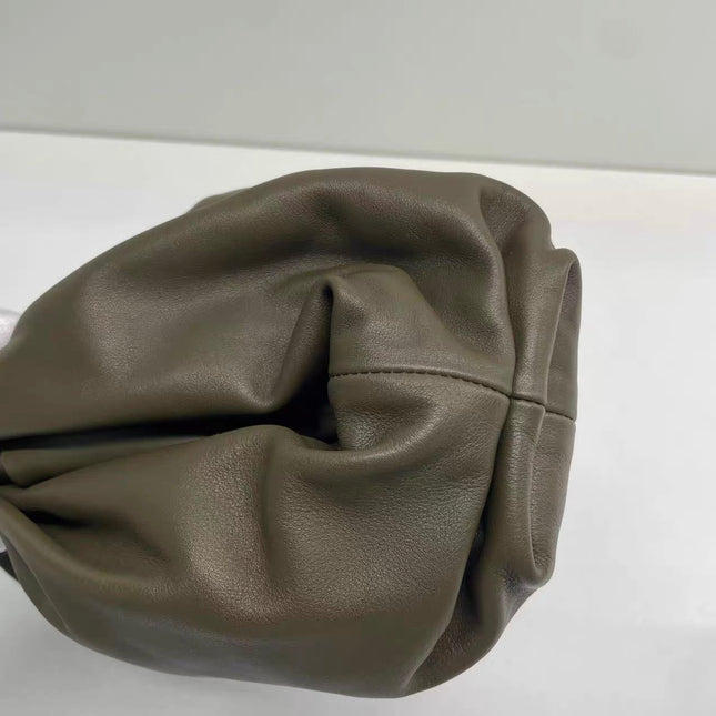 Bottega Veneta Pouch Calfskin Leather Dark Green Large