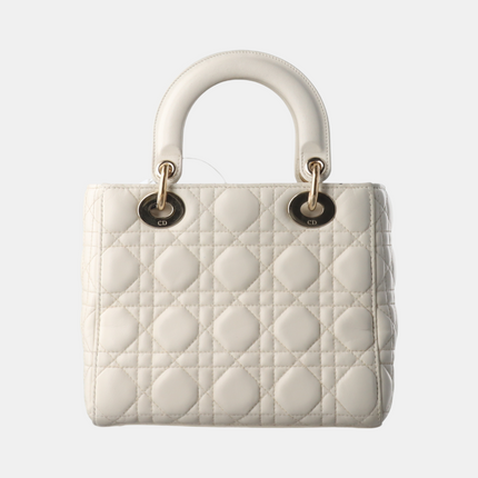 Lady Dior Small My Abcdior White Ecru Lambskin Cannage Leather