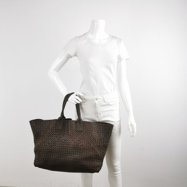 Bottega Veneta Cabat Tote Intreccio Leather Dark Chocolate Brown 42cm