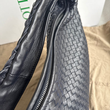 Bottega Veneta Hobo Maxi Midnight Navy Black leather Tiny Fringes 50cm