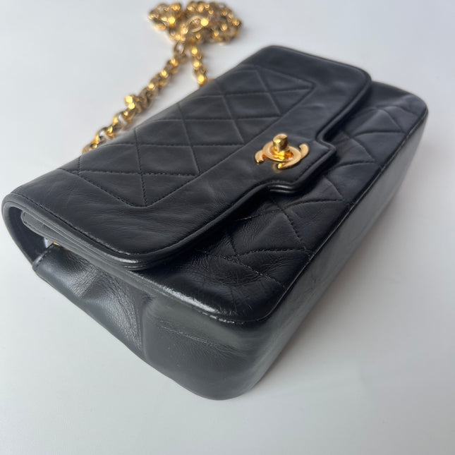 Chanel Diana Flap Bag Mini Black Leather Bijou Chain