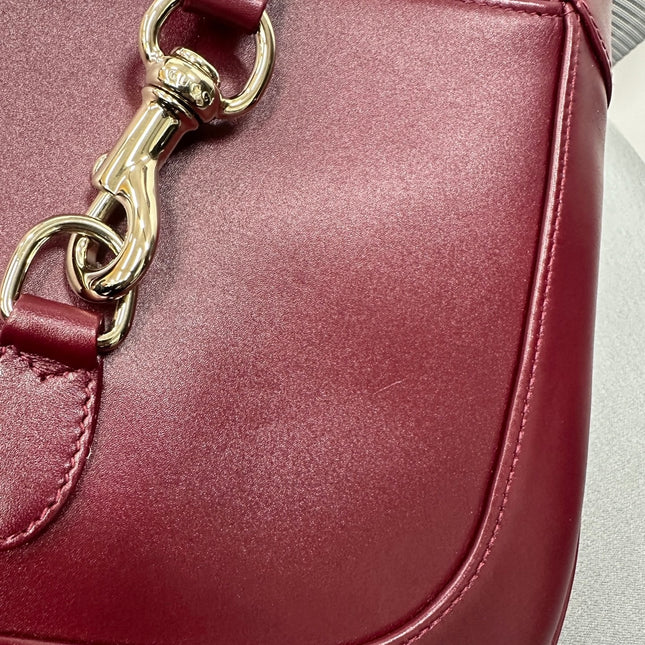 Sold Gucci Jackie 1961 Small Ancora Red Burgundy Leather Shoulder Bag Clasp S24 No Strap