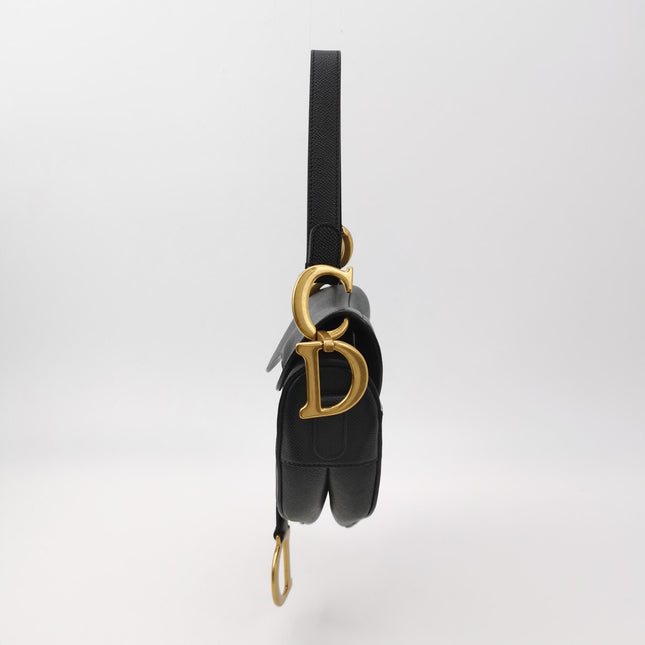 Dior Saddle 2020 Medium Grained Calfskin Leather Bag Black