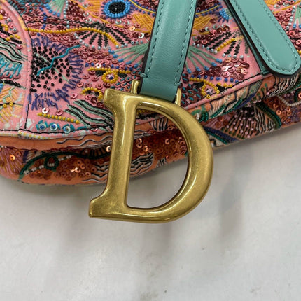 Sold Dior In Lights Saddle Medium Multicolor Beads and Calfskin Leather Shoulder Bag