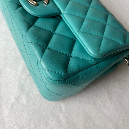 Chanel Classic Flap Mini Blue Lambskin Leather Gold Hardware 2014