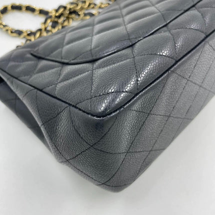 Chanel Classic Flap Jumbo 2009 Black Caviar Leather Single Flap Gold Hardware