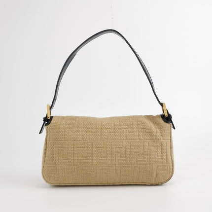Fendi Baguette 1997 Beige Canvas Zucca Embossed with Zucca Interior