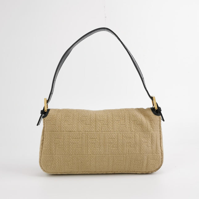 Fendi Baguette 1997 Beige Canvas Zucca Embossed with Zucca Interior