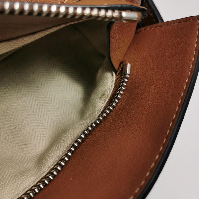 Loewe Puzzle Small Tan Brown Calfskin leather Bag White Logo