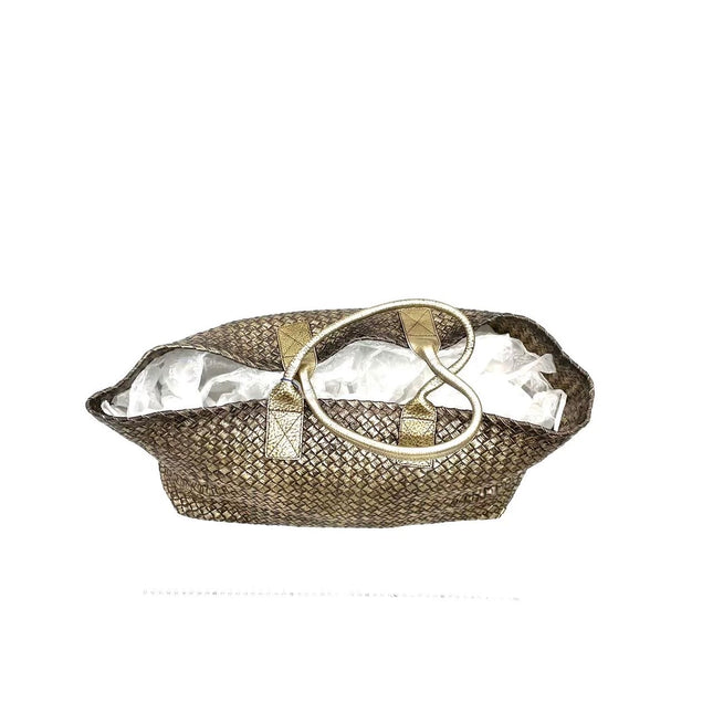 Bottega Veneta Cabat Large Intreccio Deerskin Leather Tote Bag Gold