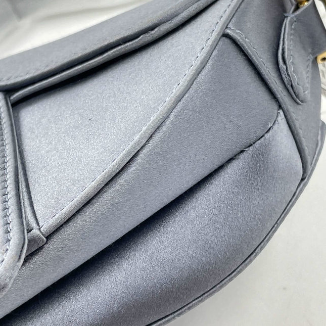 Sold Dior Saddle Mini Silk Blue with Crystal Embedded Buckles