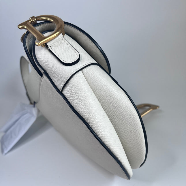 Sold Dior Saddle White Medium Grained Leather Handbag