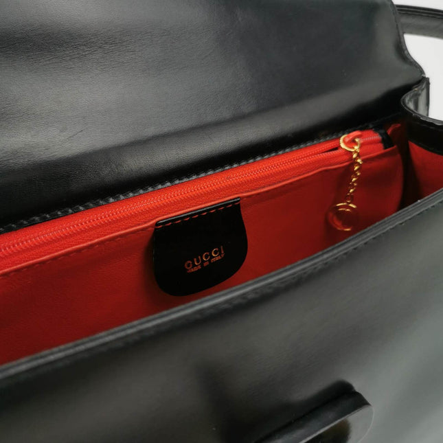 Sold Gucci Bamboo 1947 Black Leather Medium Crossbody Bag
