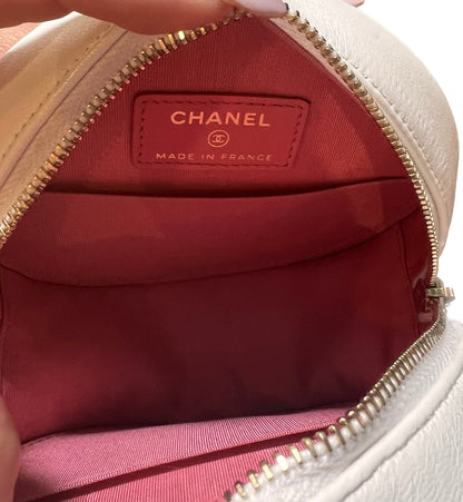 Chanel 19 Round White Cannage Leather bag