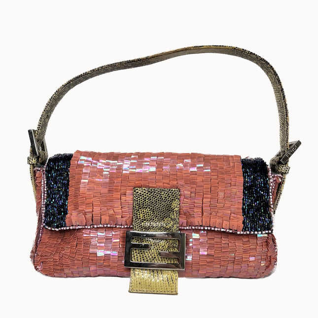 Sold Fendi Baguette Pink Glitter sequins-Luxbags