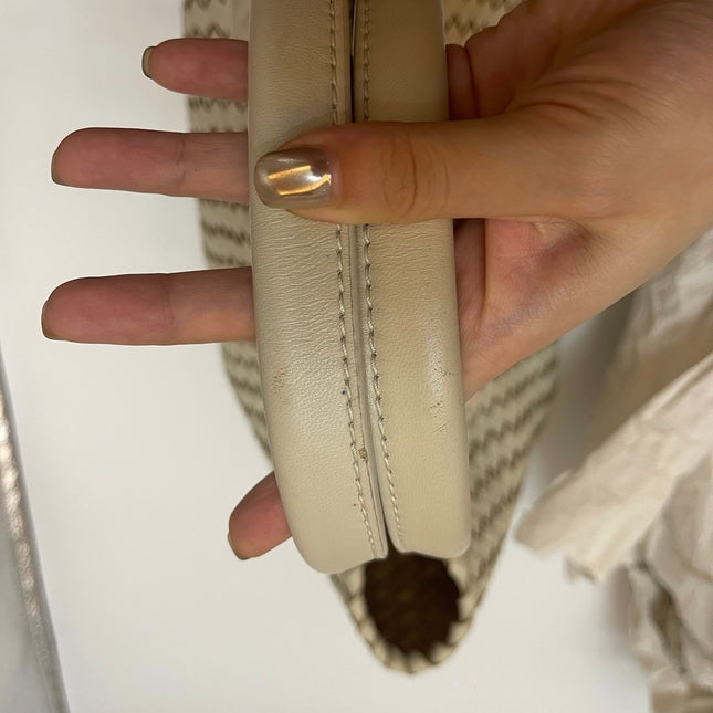 Sold Bottega Veneta Cabat Tote Small/Medium Intreccio Cream White Leather and Suede Lining 32cm