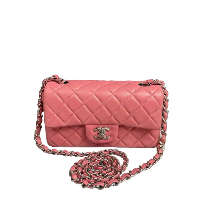Chanel Classic Flap Mini 2013 Pink Lambskin Leather Silver Hardware