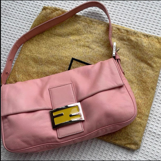 FENDI Baguette Pink Lambskin Leather-Luxbags