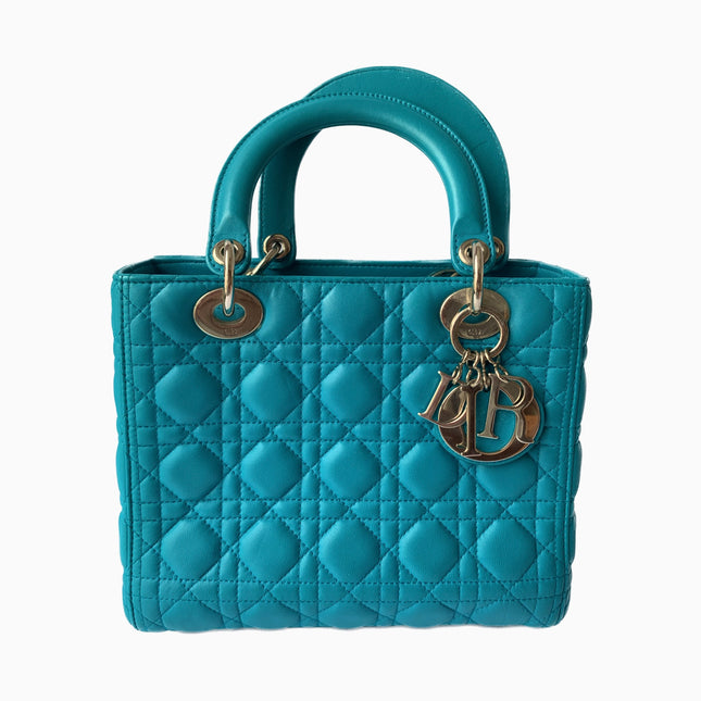 Sold Lady Dior Medium Bag Blue Cannage Lambskin Leather-Luxbags