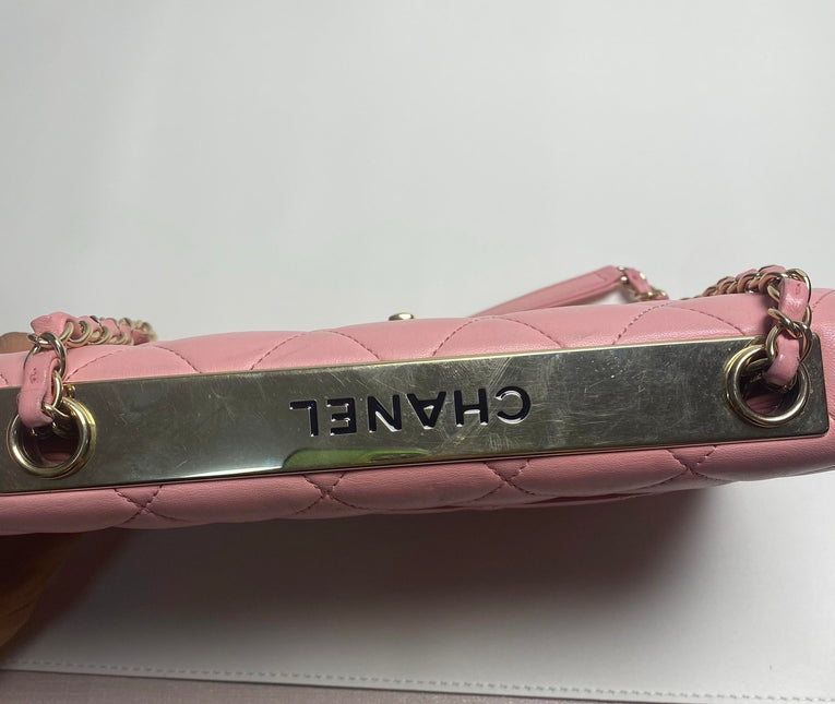 Chanel Trendy CC Flap Bag Pink Cannage Lambskin Leather Gold Shoulder Chain