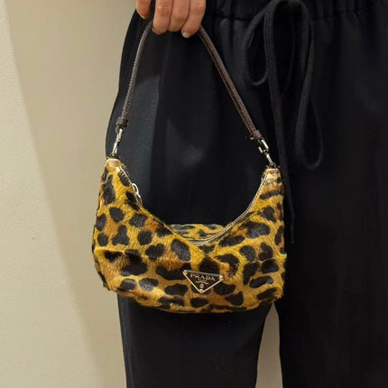 Prada Leopard Print Pony-style Calfskin Mini Clutch