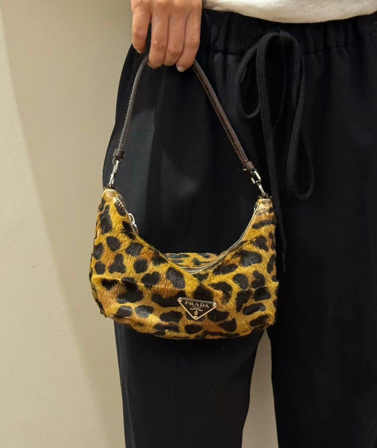 Prada Leopard Print Pony-style Calfskin Mini Clutch