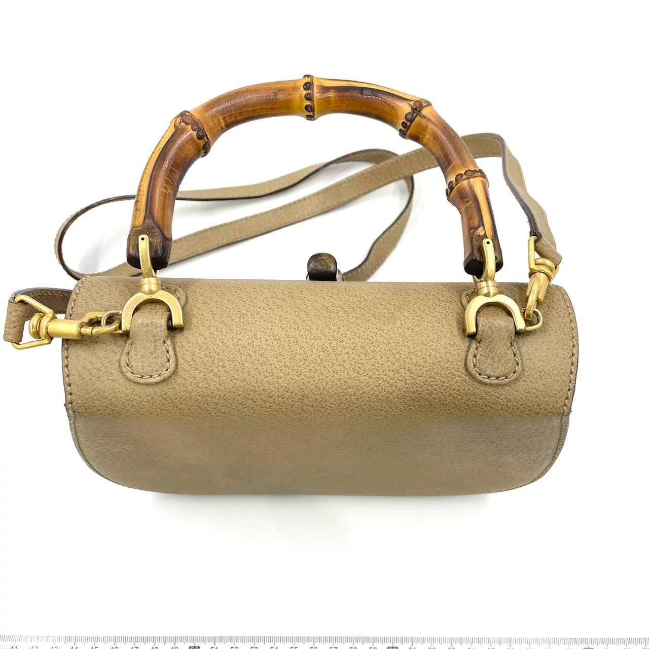 Gucci Bamboo 1947 Top Handle Bag Leather Small Beige with Strap